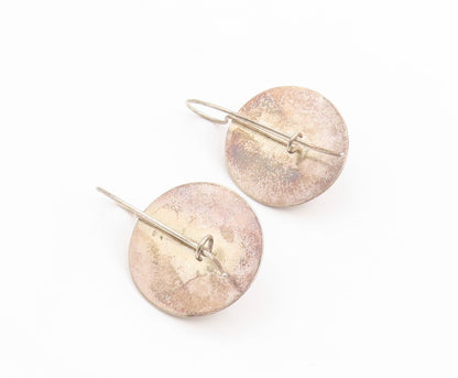 925 Sterling Silver Vintage Earrings Modernist Geometric Circle Discs  EG14321