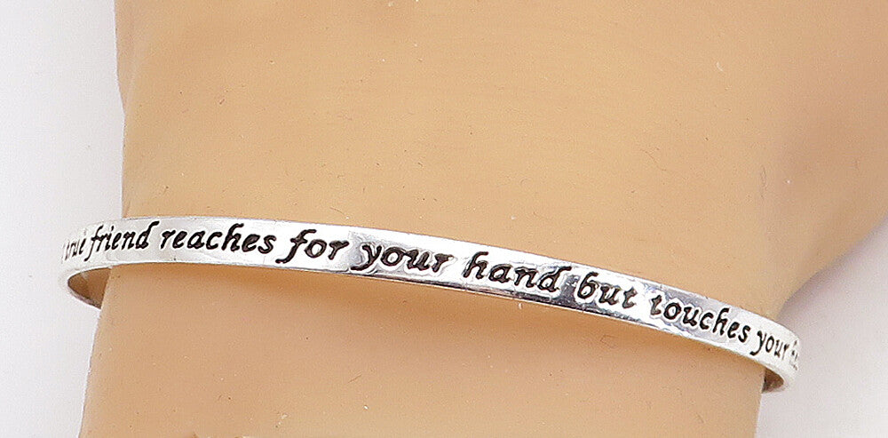 925 Sterling Silver  A True Friend Reaches For Your Hand Cuff Bracelet  BT2440