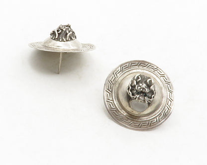 925 Sterling Silver  Vintage Topaz Modernist Sculpted Drop Earrings  EG6608