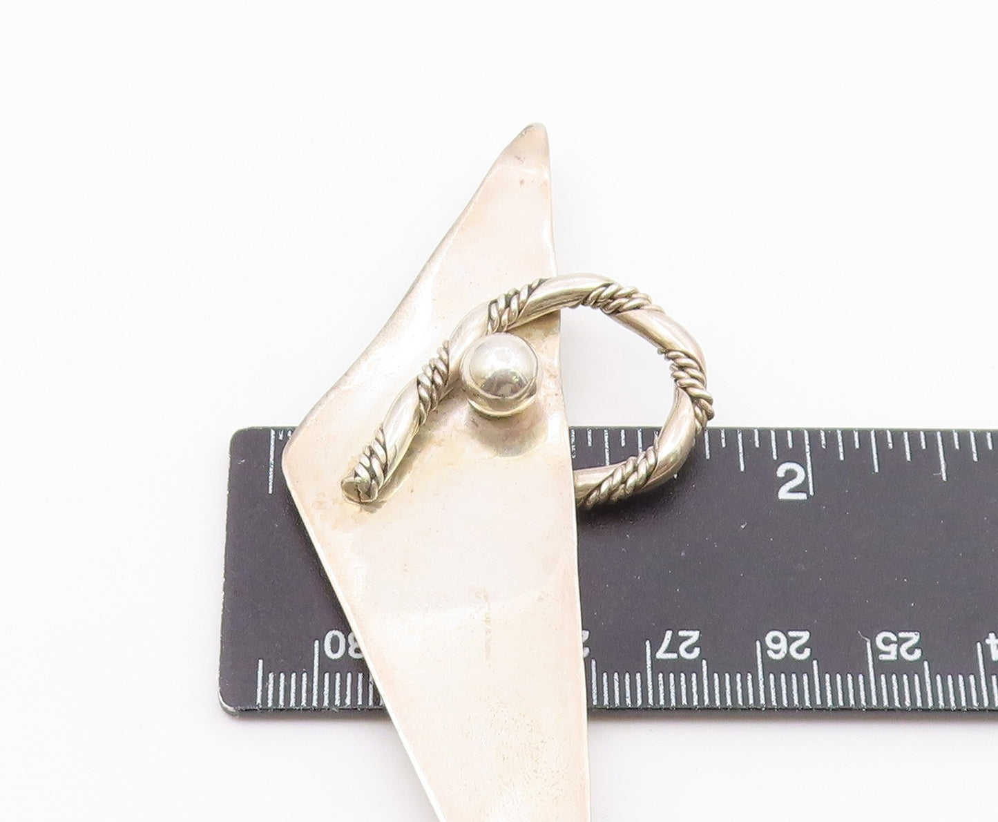 925 Sterling Silver  Vintage Shiny Modernist Twist Design Brooch Pin  BP3945