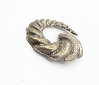 DULCE MEXICO 925 Silver  Vintage Dark Tone Hollow Scalloped Brooch Pin  BP3293