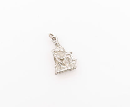 925 Sterling Silver Vintage Pendant Religious Mother Mary & Jesus Charm  PT24113