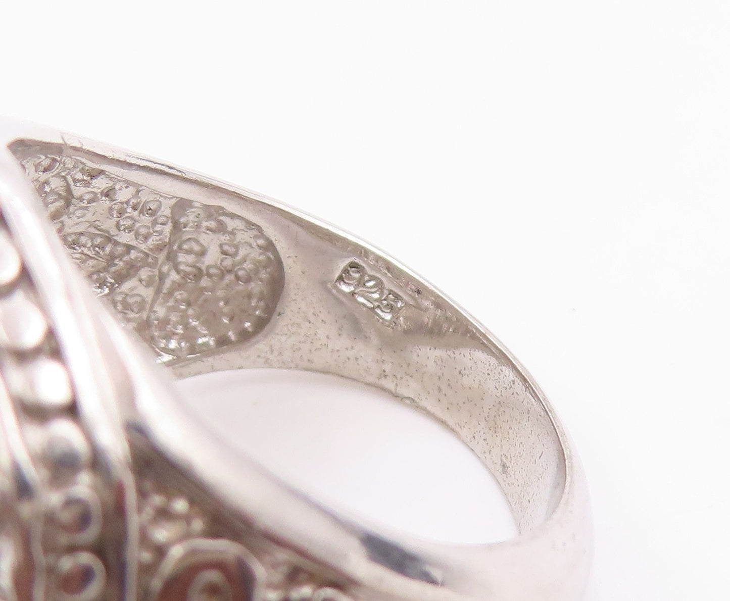 925 Sterling Silver Vintage Ring Amethyst & Citrine Floral Band  Sz 8.5  RG36069