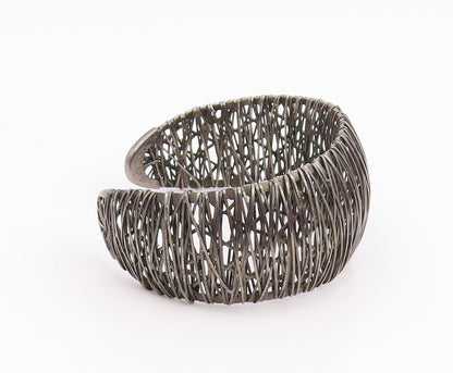 925 Sterling Silver Vintage Bracelet MILOR Intertwined Tangle Mesh Cuff  BT11953