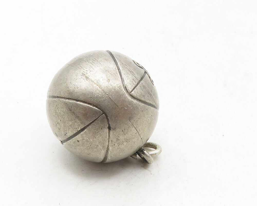 925 Sterling Silver  Vintage Petite Dark Tone Hollow Basketball Pendant PT7245