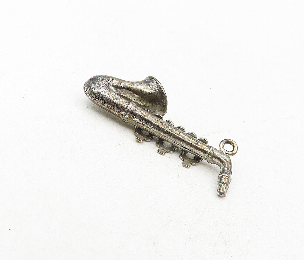 925 Sterling Silver  Vintage Petite Dark Tone Saxophone Trinket (MOVES) TR1444