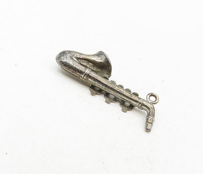 925 Sterling Silver  Vintage Petite Dark Tone Saxophone Trinket (MOVES) TR1444