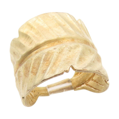 925 Sterling Silver Vintage Ring Gold Plated Carved Foliate Leaf Sz 7 RG34651
