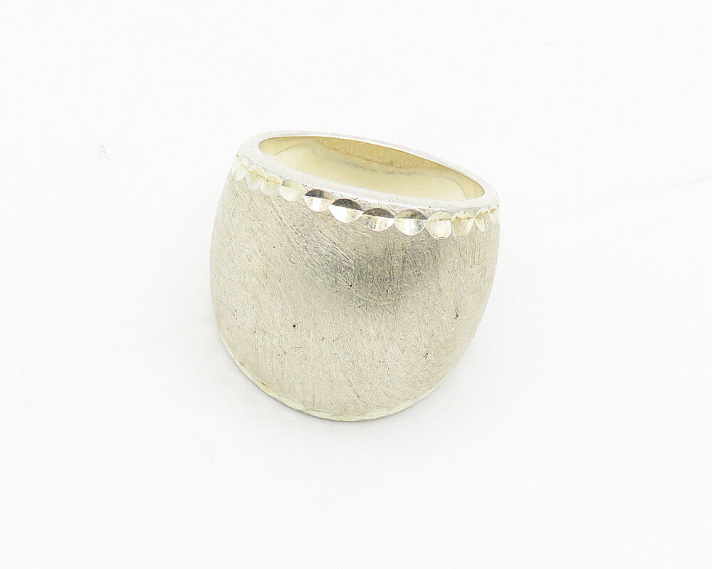 EURSA 925 Sterling Silver  Vintage Diamond Cut Border Band Ring Sz 8  RG17717