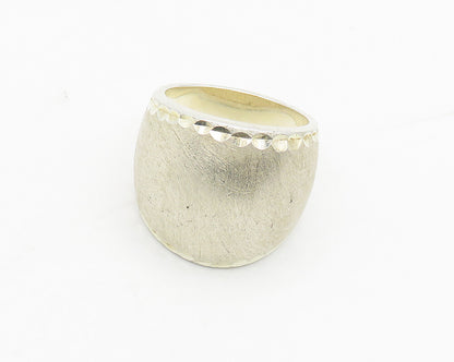 EURSA 925 Sterling Silver  Vintage Diamond Cut Border Band Ring Sz 8  RG17717
