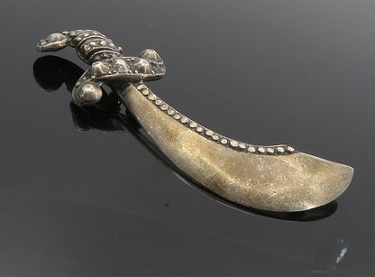 925 Sterling Silver  Vintage Dark Tone Dagger Sword Motif Brooch Pin  BP3243
