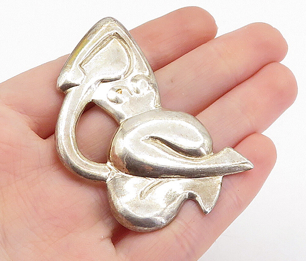 925 Sterling Silver  Vintage Modernist Shiny Woman Figure Pendant  PT4096