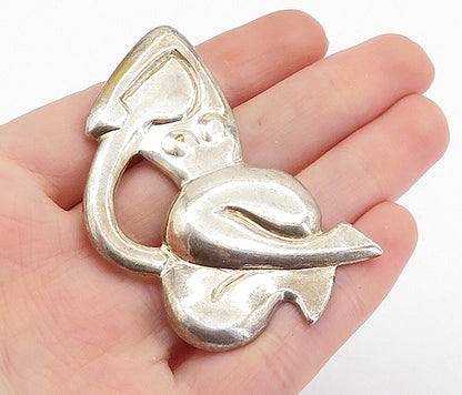 925 Sterling Silver  Vintage Modernist Shiny Woman Figure Pendant  PT4096