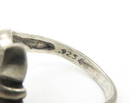 925 Sterling Silver  Vintage Dark Tone Diamond Cut Band Ring Sz 7  RG10816
