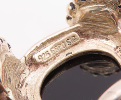 ESPO SIG 925 Sterling Silver  Vintage Black Onyx & Amber Pendant  PT16905
