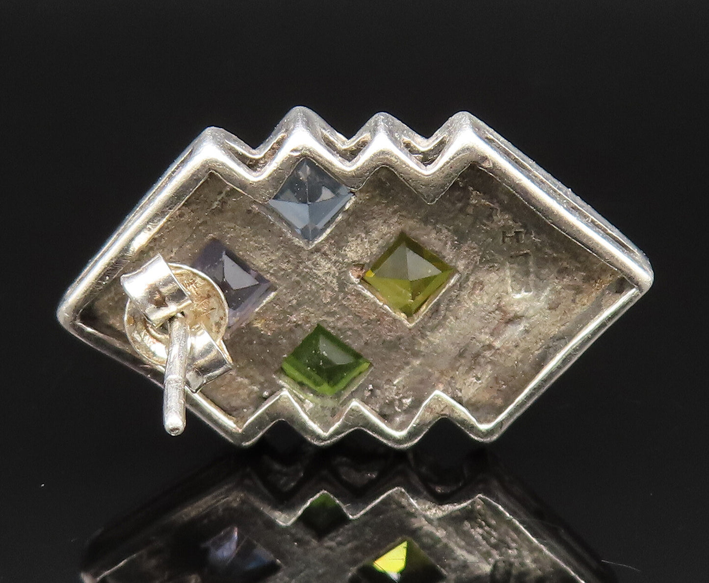 925 Sterling Silver  Vintage Kunzite Citrine & Multi Stone Earrings  EG11881