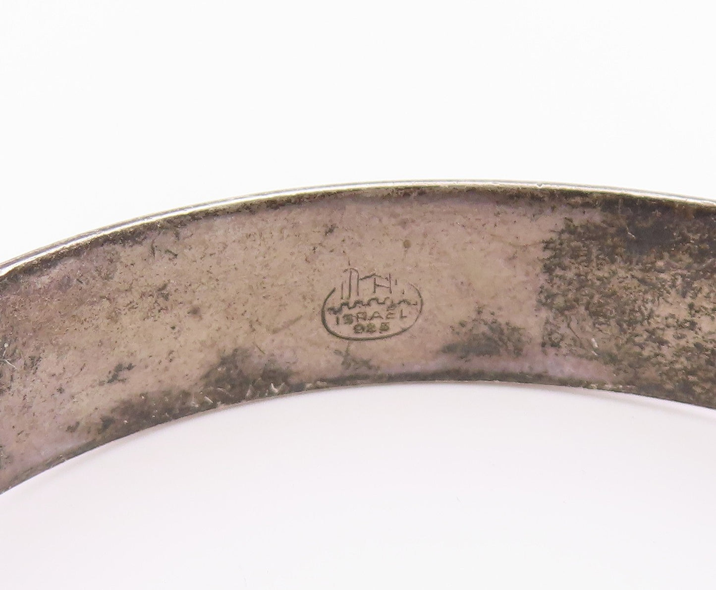 ISRAEL 925 Sterling Silver  Vintage Enamel Art Hook Bangle Bracelet  BT9307