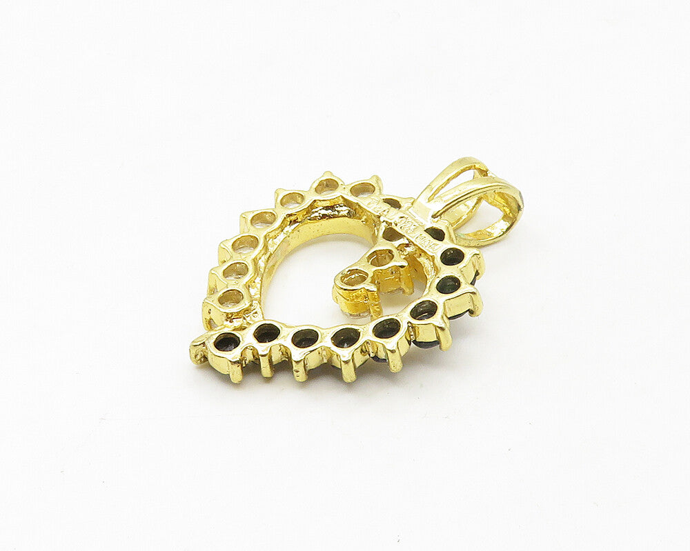 925 Silver Cubic Zirconia & Hematite Gold Plated Love Heart Pendant PT13764