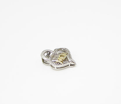 925 Sterling Silver  Genuine Diamond Mom Love Heart Slider Pendant  PT2163