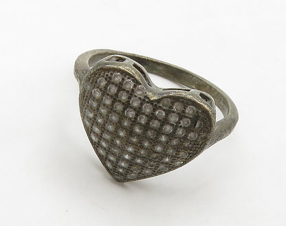 925 Sterling Silver  Vintage Topaz Love Heart Cocktail Ring Sz 6.5  RG16166