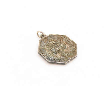 925 Sterling Silver Vintage Pendant Dark Tone Religious Saint Carved  PT23866
