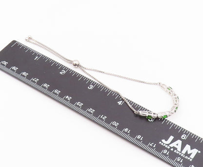 925 Sterling Silver  Vintage Prong Set Peridot Shiny Chain Bracelet  BT8049
