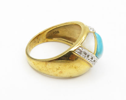 ROSS SIMON 925 Silver  Turquoise & Mother Of Pearl Band Ring Sz 7  RG14140