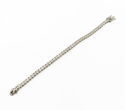 925 Sterling Silver  Vintage Round Cut Topaz Swirl Chain Bracelet  BT6418
