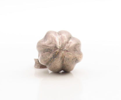 925 Sterling Silver Vintage Pendant Dark Tone Puffed Carved Sphere  PT23732