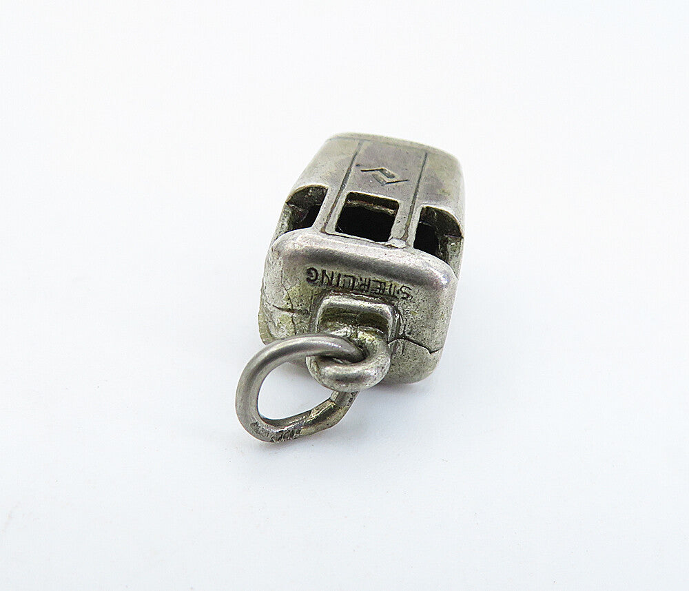 925 Sterling Silver  Vintage Petite Dark Tone Cable Car Drop Pendant  PT4914