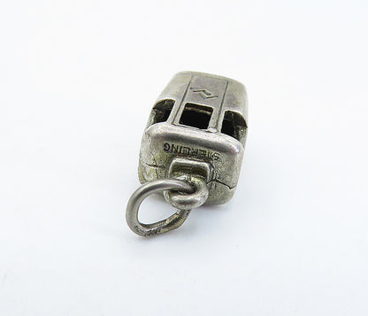 925 Sterling Silver  Vintage Petite Dark Tone Cable Car Drop Pendant  PT4914