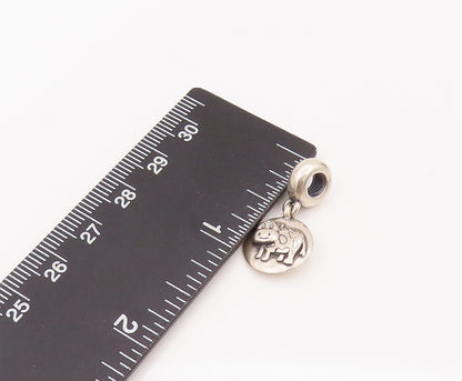 PANDORA 925 Sterling Silver  Vintage Mini Cow Carved Hanging Pendant  PT22124