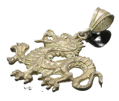 925 Sterling Silver  Vintage Diamond Cut Detail Dragon Motif Pendant  PT12611