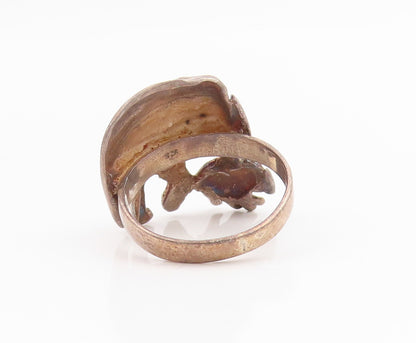 925 Sterling Silver Vintage Ring Mother & Baby Elephant Cut Out  Sz 6  RG33895