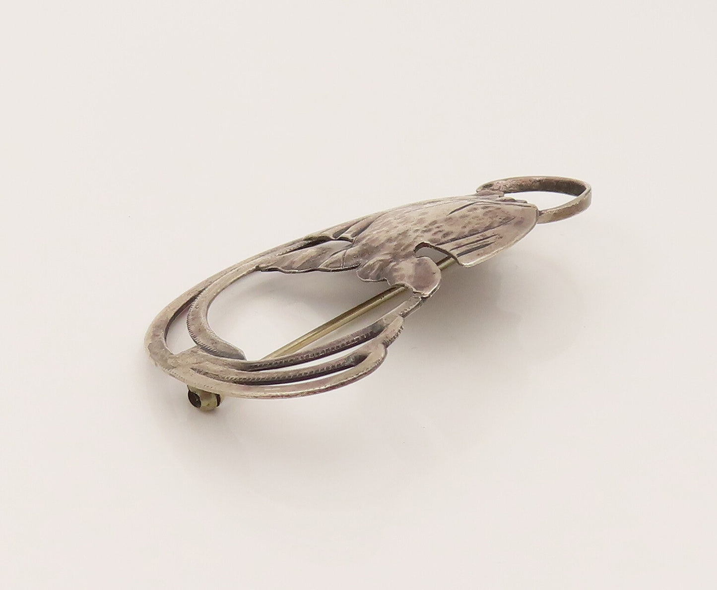 DESIGNER 925 Silver  Vintage Antique Swimming Ocean Fish Brooch Pin  BP10220