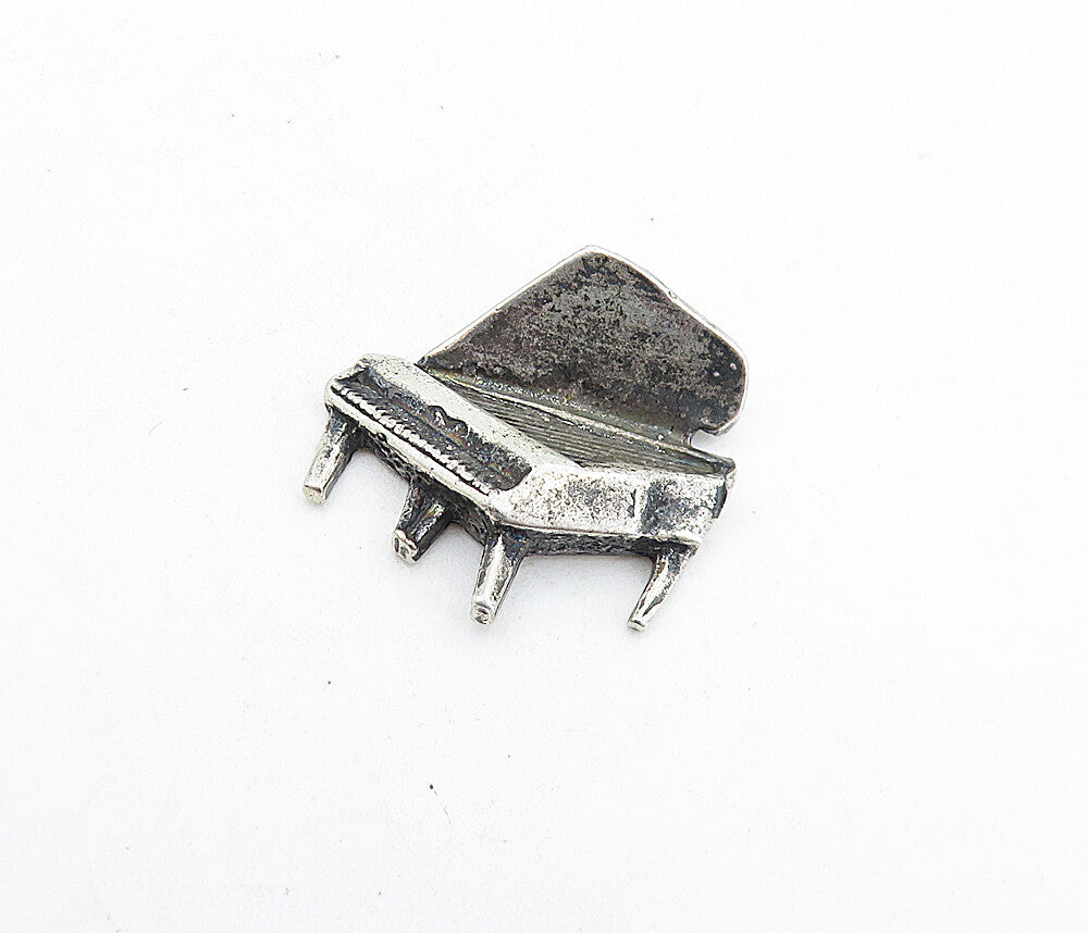 925 Sterling Silver  Vintage Dark Tone Open Grand Piano Motif Pendant  PT4368