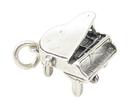 925 Sterling Silver  Vintage Grand Piano Musical Instrument Pendant  PT8197