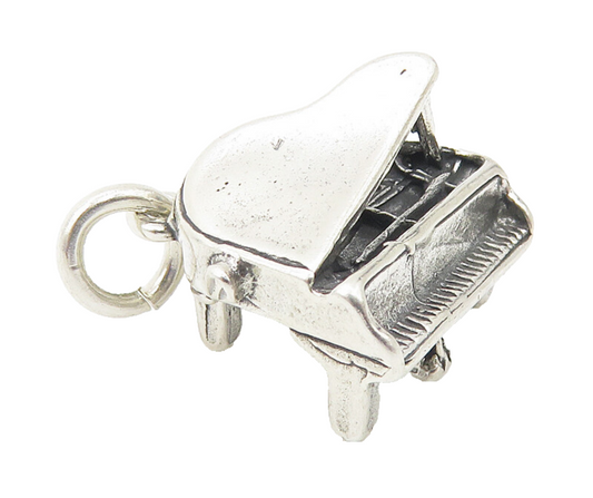 925 Sterling Silver  Vintage Grand Piano Musical Instrument Pendant  PT8197