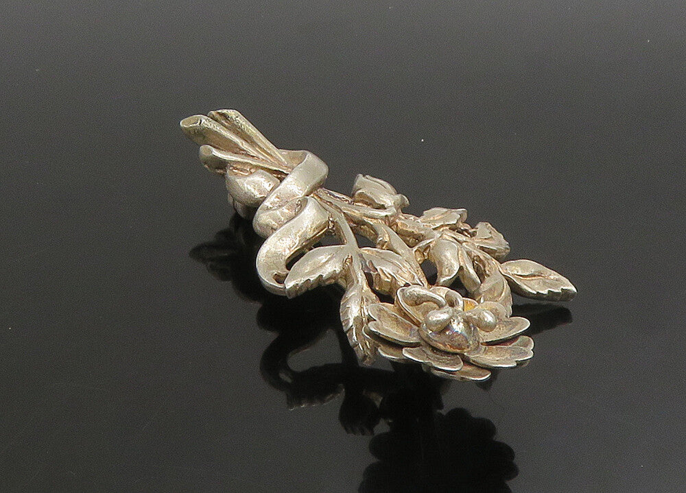 LANG 925 Sterling Silver  Vintage Tied Flower Bouquet Brooch Pin  BP9069