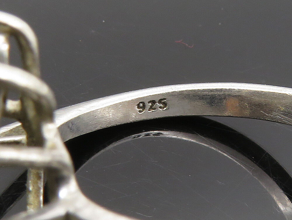 925 Silver  Vintage Sapphire & Cubic Zirconia Floral Ring Sz 8.5  RG24200