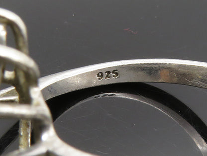 925 Silver  Vintage Sapphire & Cubic Zirconia Floral Ring Sz 8.5  RG24200