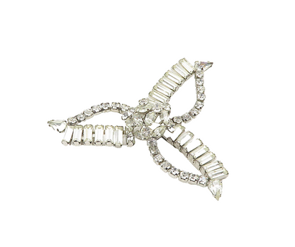 D'ERI 925 Silver  Vintage Shiny Cubic Zirconia Floral Motif Brooch Pin  BP7532