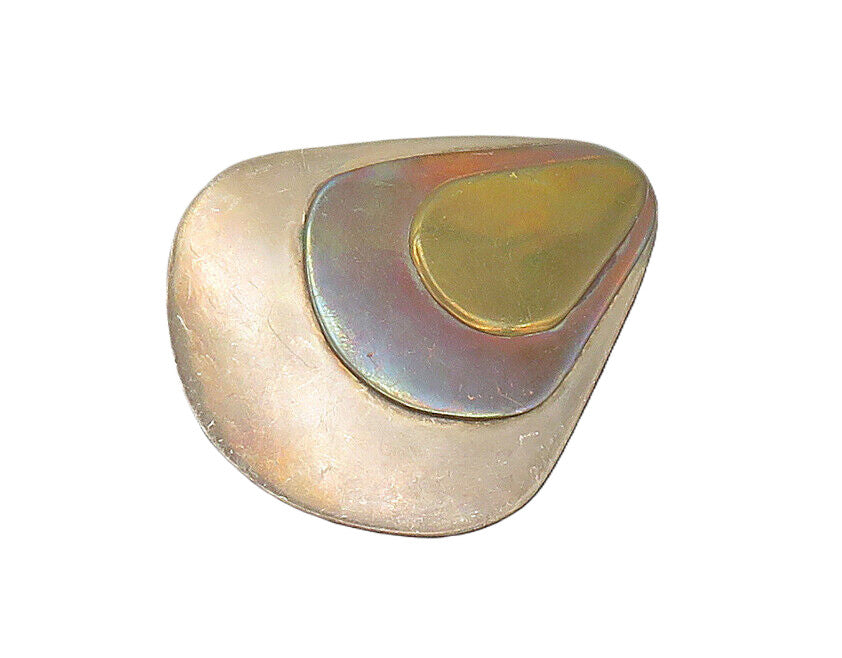 925 Sterling Silver  Vintage Three Tone Graduated Design Brooch Pin  BP7825
