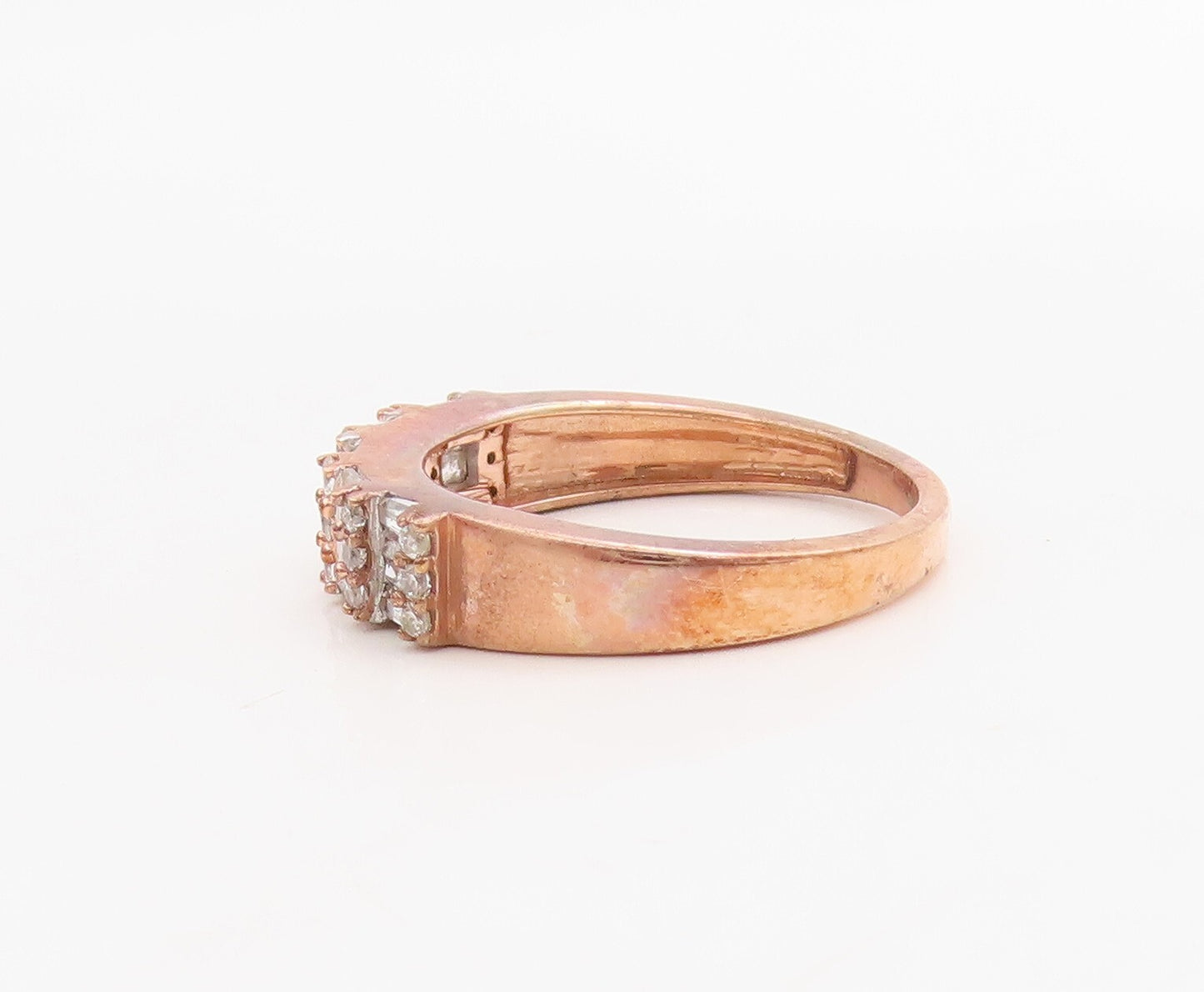 925 Sterling Silver Vintage Ring Rose Gold Plated Rectangle CZ  Sz 7  RG30725