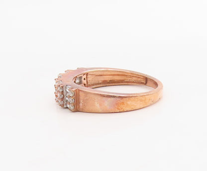 925 Sterling Silver Vintage Ring Rose Gold Plated Rectangle CZ  Sz 7  RG30725