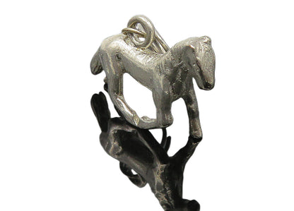 925 Sterling Silver  Vintage Petite Dark Tone Galloping Horse Pendant  PT8469