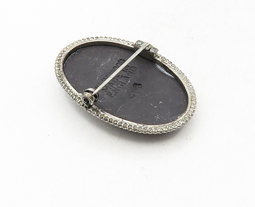 ENGLAND 925 Sterling Silver  Vintage Woman Figure Cameo Brooch Pin  BP3492