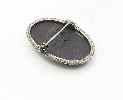 ENGLAND 925 Sterling Silver  Vintage Woman Figure Cameo Brooch Pin  BP3492