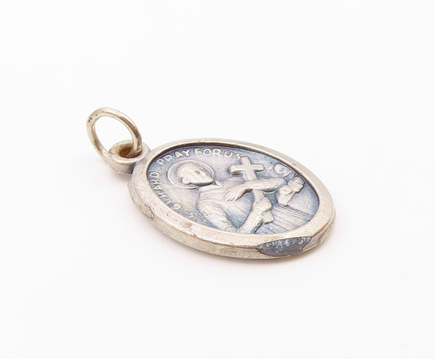 925 Sterling Silver  Vintage Saint Gerard Religious Figure Pendant  PT16304