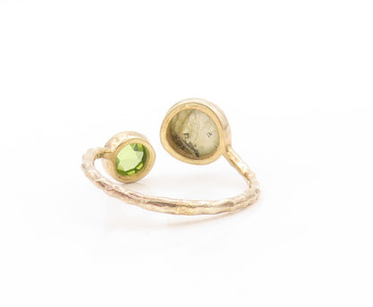 925 Sterling Silver Vintage Ring Gold Plated Round Cut Peridot  Sz 10  RG32916
